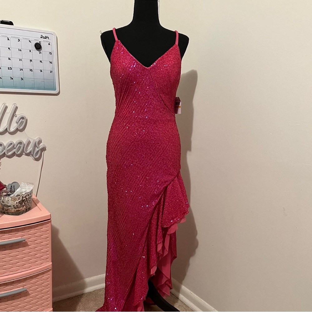 Fuchsia High Low Formal Dress